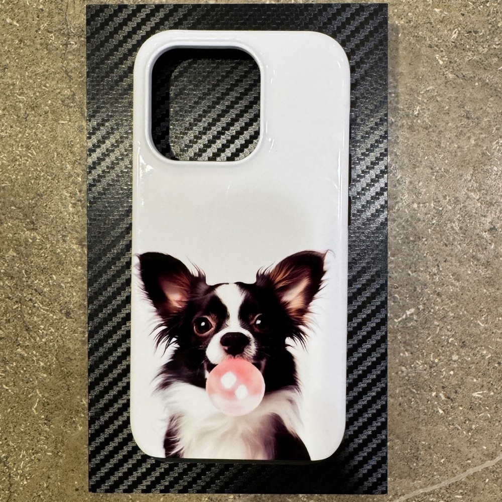 New in Box, iPhone 15 Pro shock resistant phone case with Japanese Chin dog